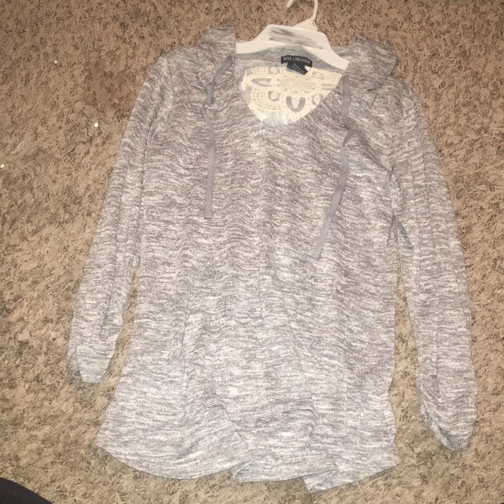 Grey hoodie with lace back